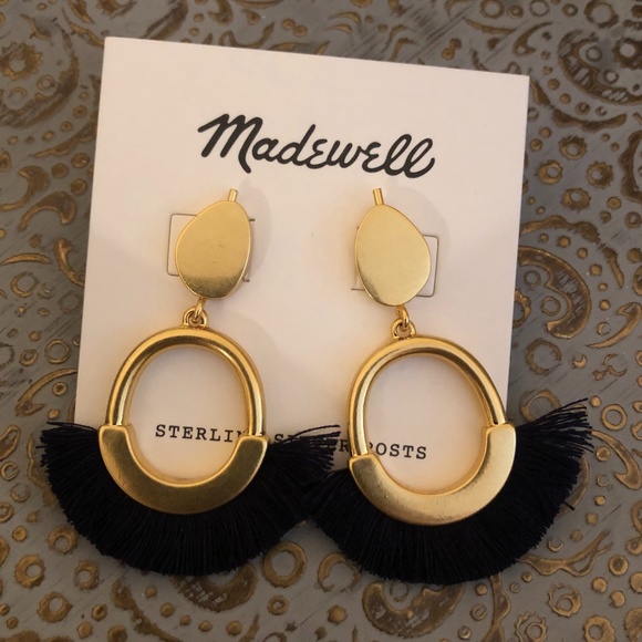 Madewell Jewelry - NEW Madewell Gold Fringe Statement Earrings Navy